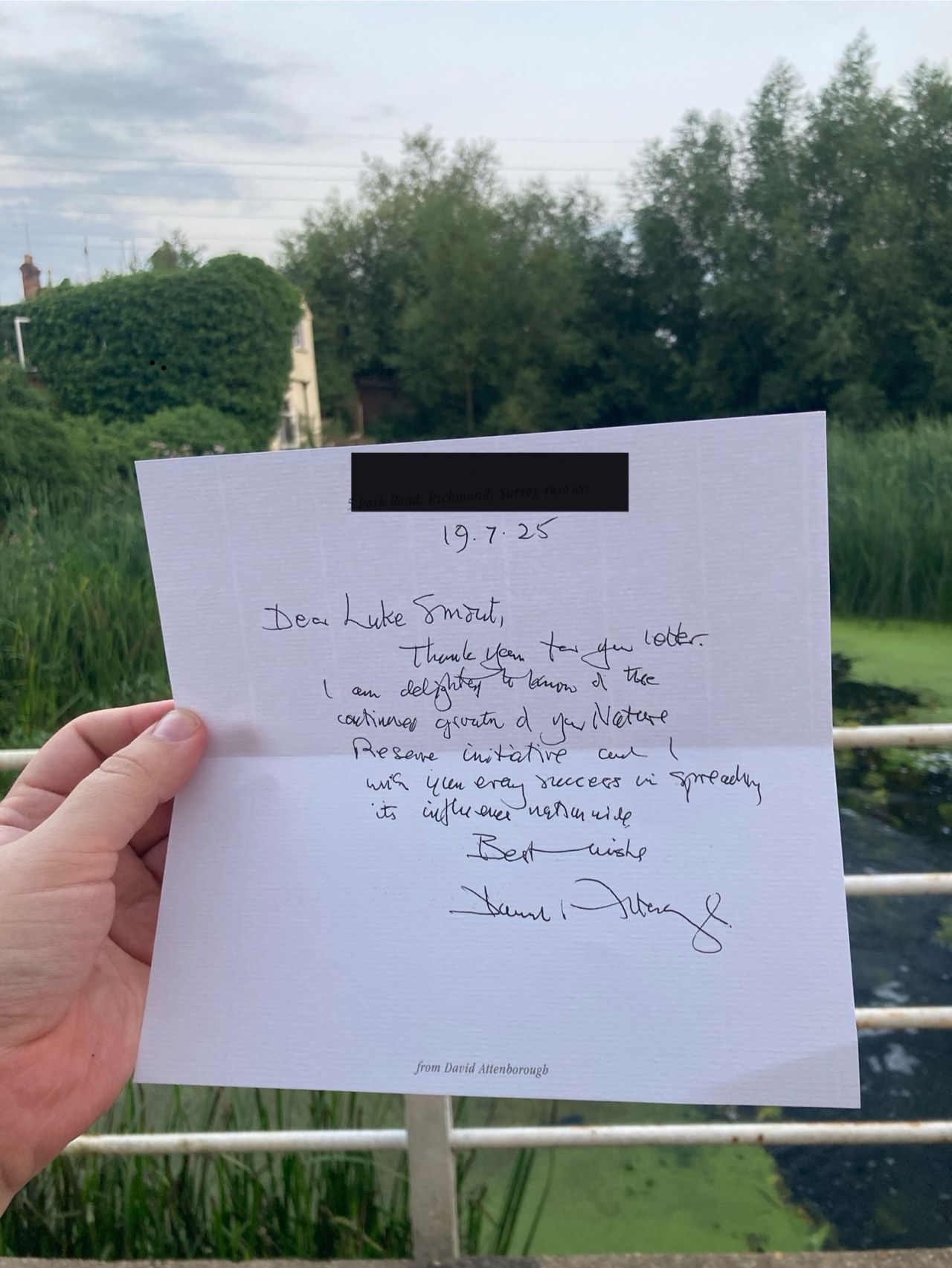 Letter from David Attenborough